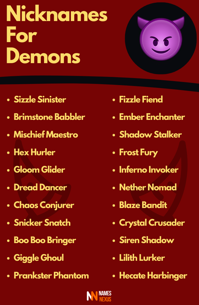 nicknames for demons infographic